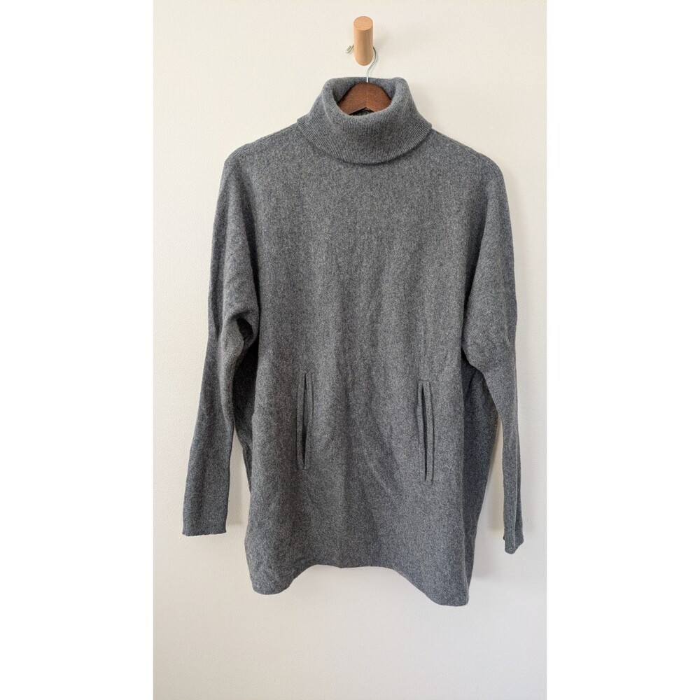 Garnet Hill Wool Cashmere Tunic Sweater M Turtleneck Oversized Quiet Luxury